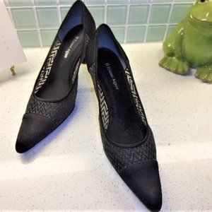 Etienne Aigner Satin & Sheer Heels Black SZ 10